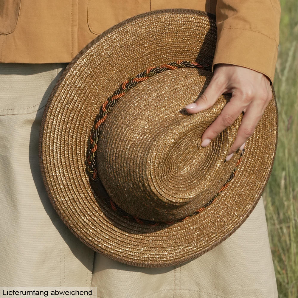 »Maxi« Ladies' Hat, Braided Straw with Cord, Brown