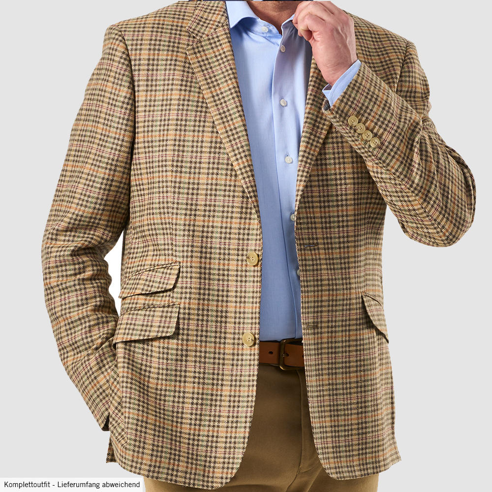 Men's Sports Jacket, Check Beige background with check in red