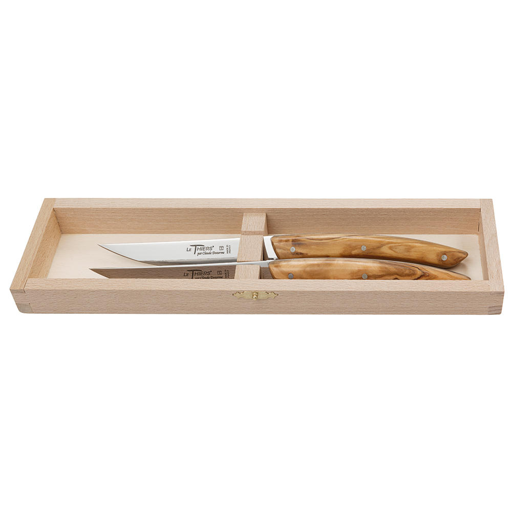 Le Thiers® Steak- und Tafelmesser, Olivenholz, Satz, 2-teilig