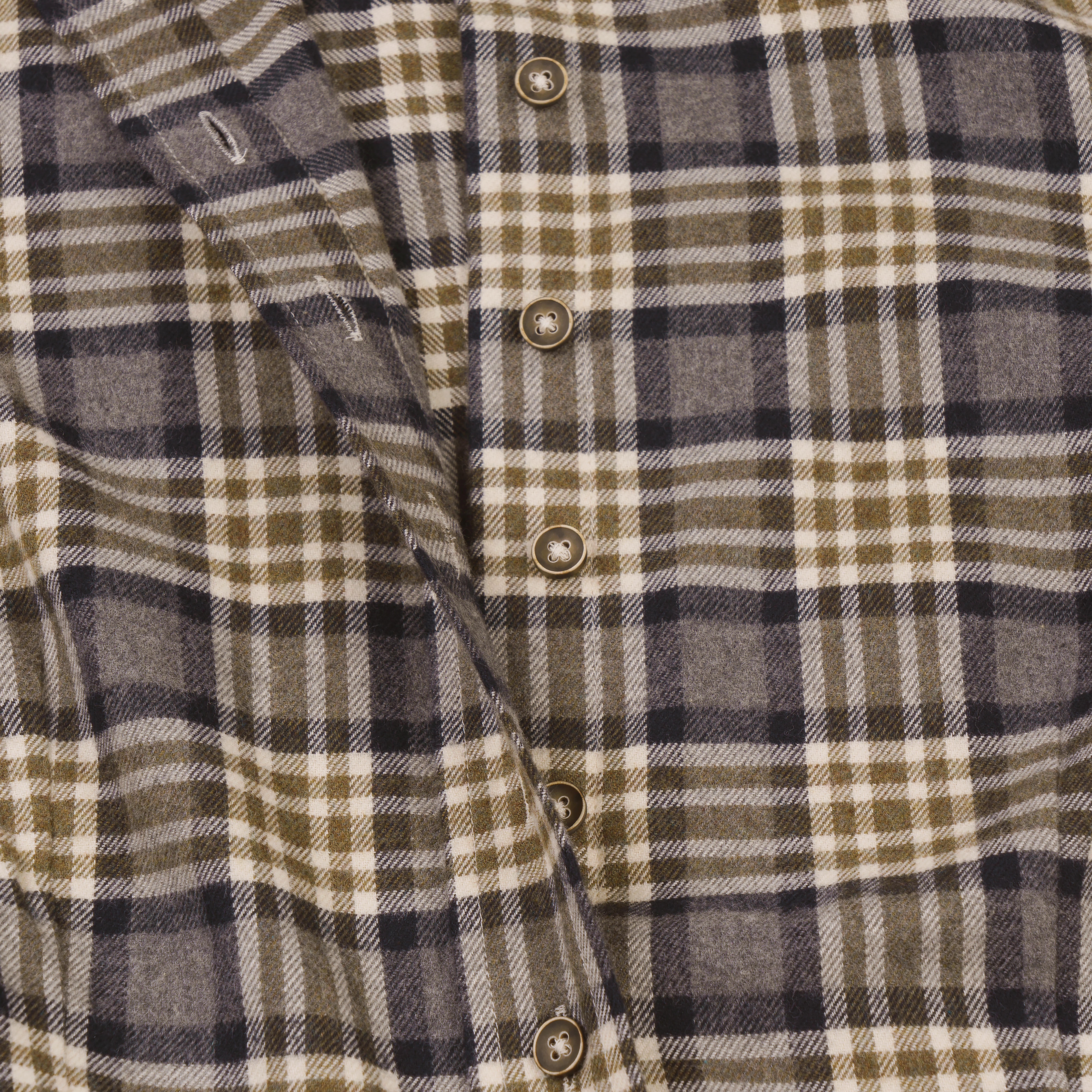 Button-Down-Bluse, Karo, grün/beige/grau