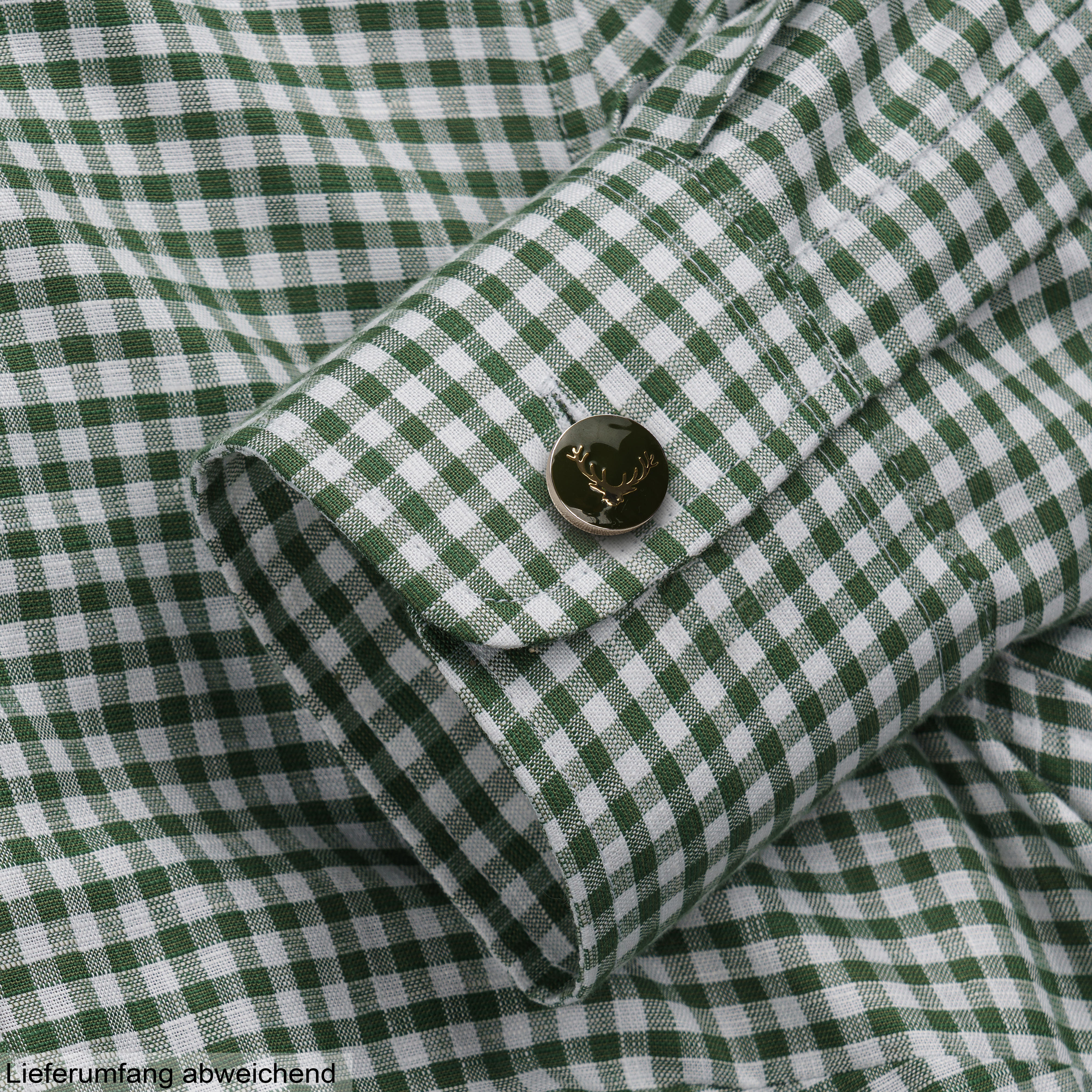 Damen-Bluse Baumwolle/Leinen, Karo, grün/weiß