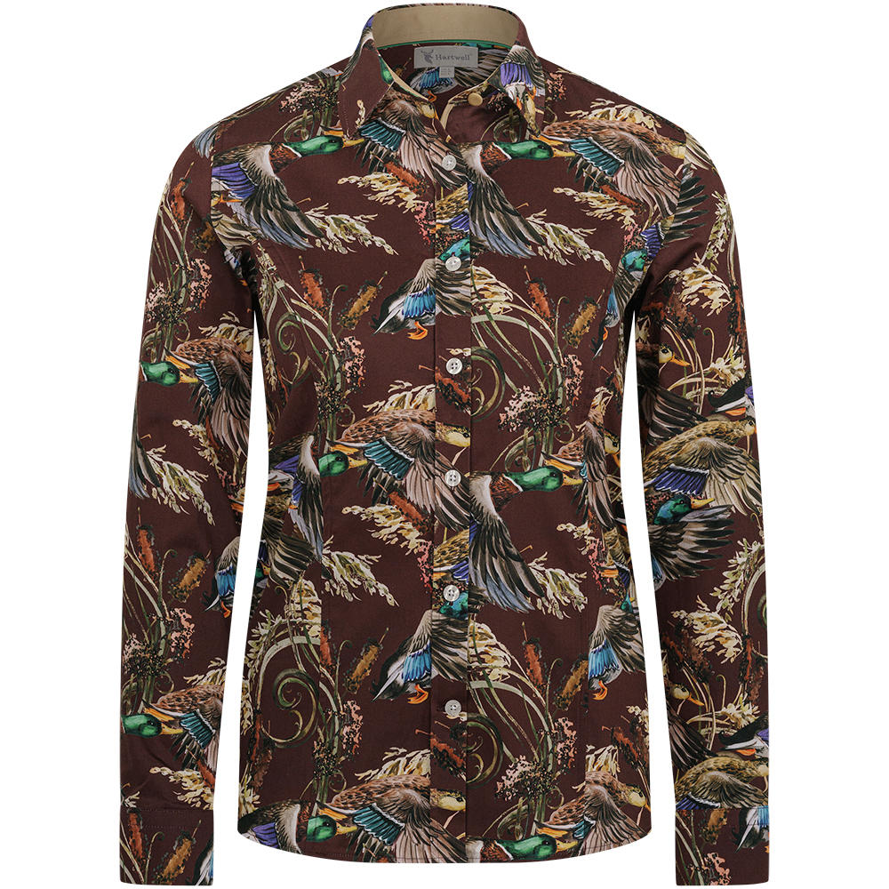 Hartwell Damen Bluse Layla, burgund, Enten & Schilf
