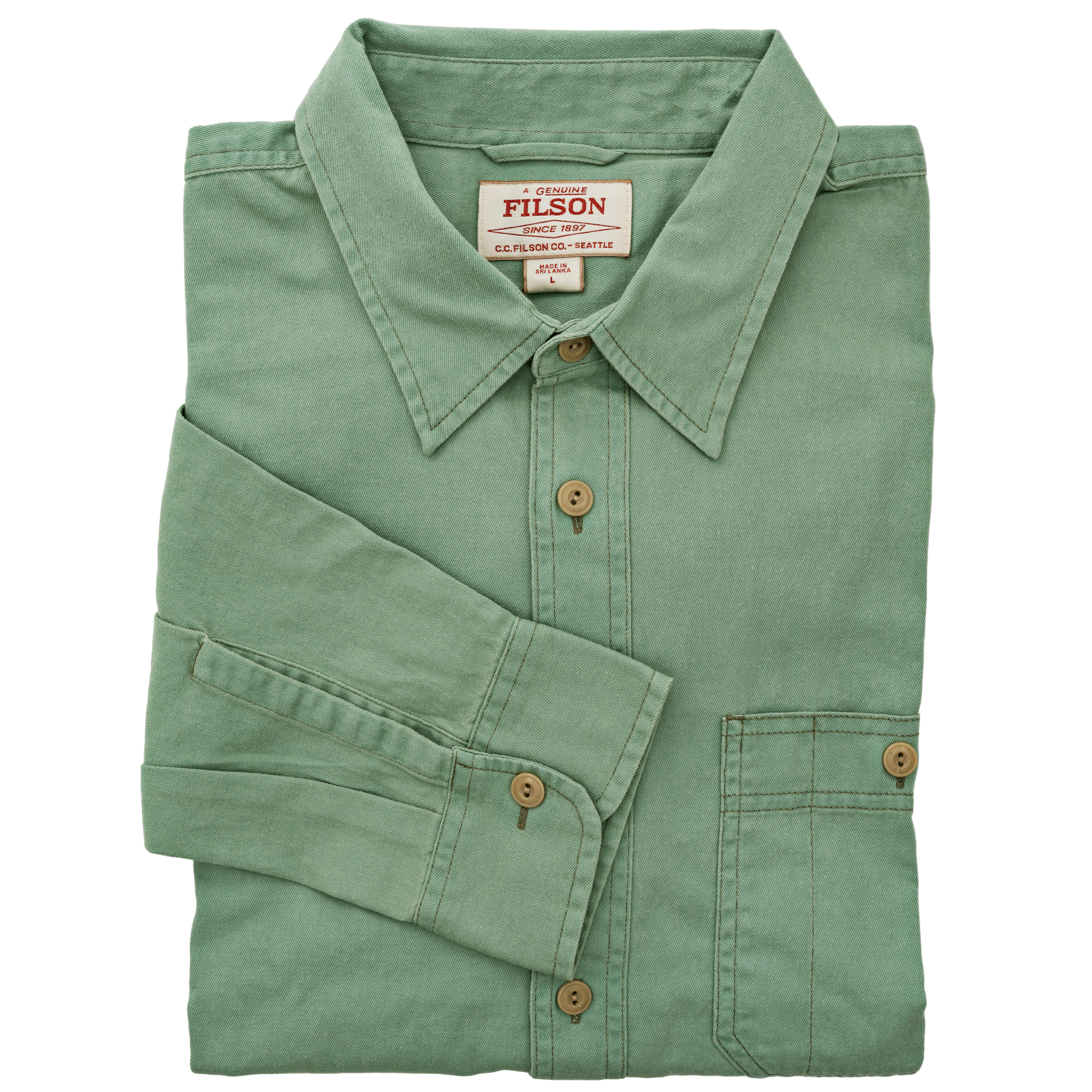 Filson Shipwright Fine Twill Hemd, flint green