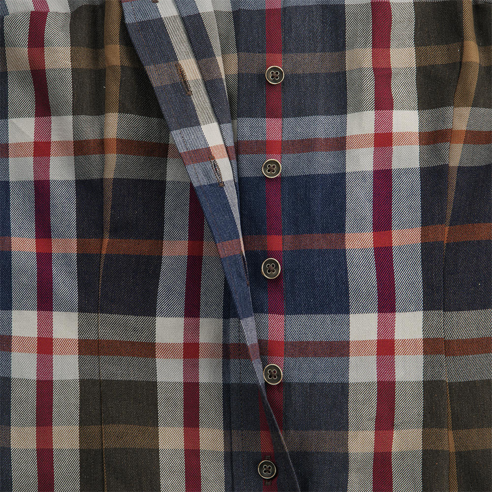 Button-Down-Bluse, Baumwoll-Flanellkaro