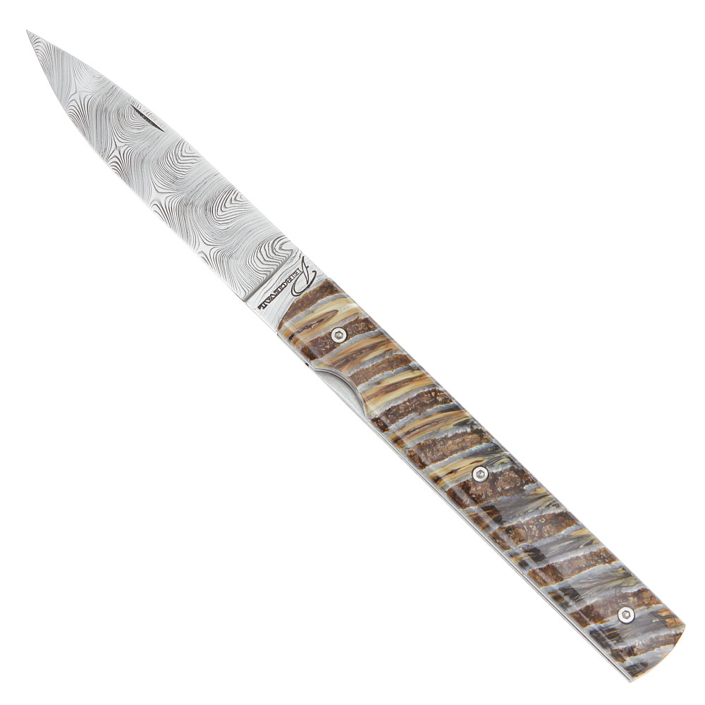 Le Francais Klappmesser Damast, Mammutbackenzahn