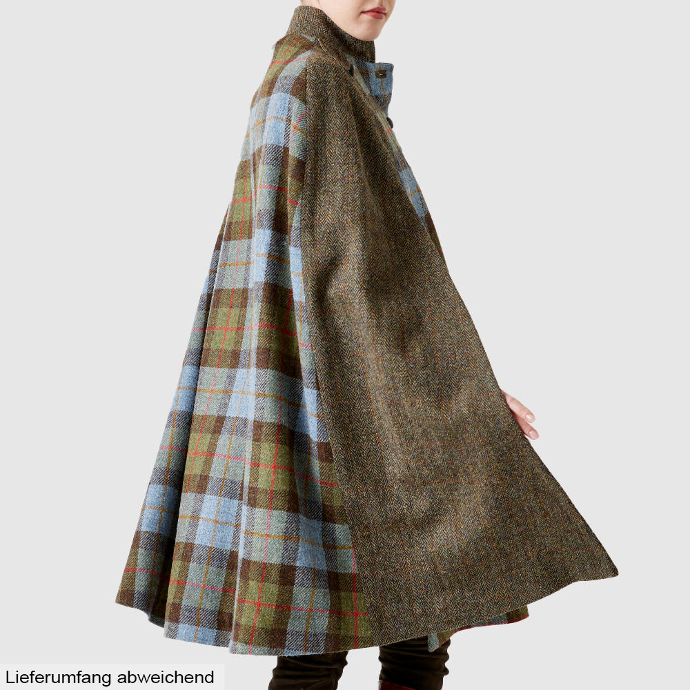 Sara Tiara Tweed-Long-Cape, braun/blau/grün/rot, Onesize