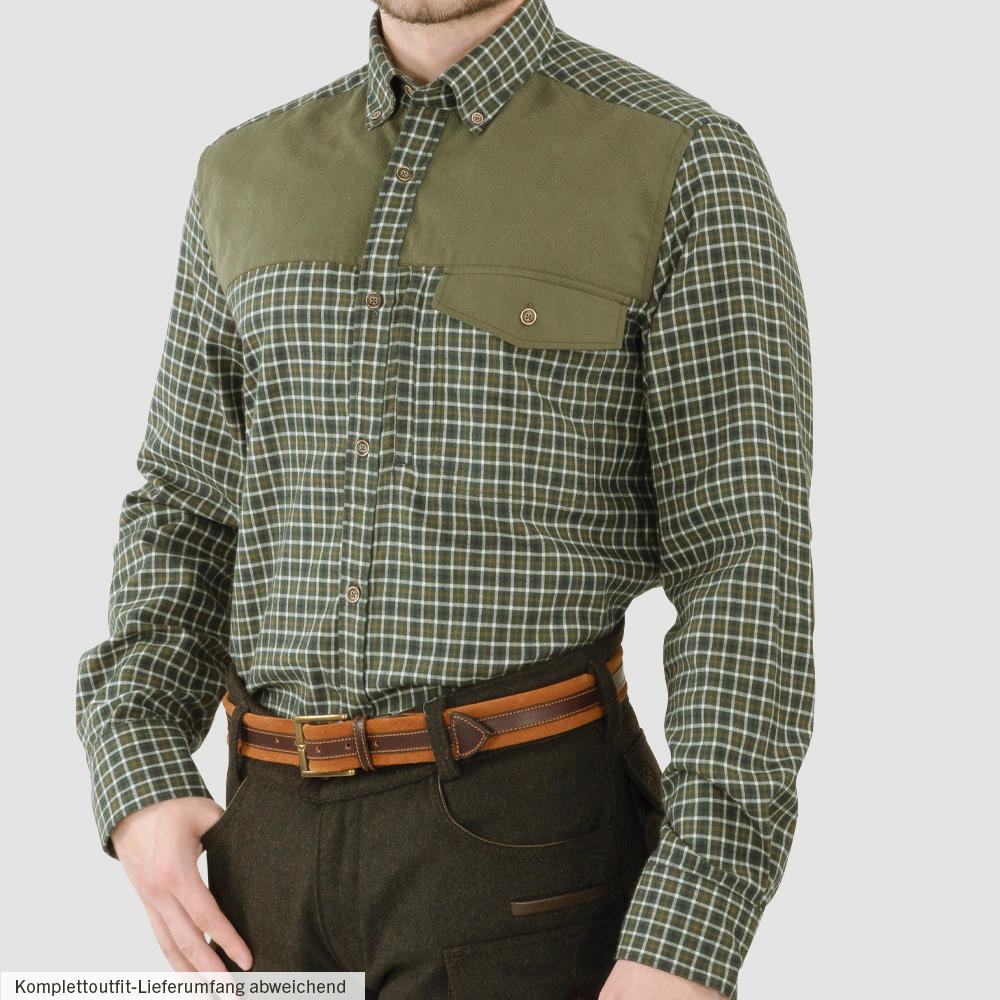Herren Outdoor-Hemd, Karo, grün/beige