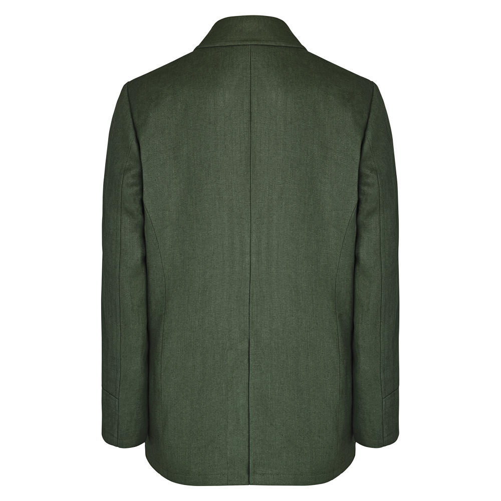 Herrenjacke Zweireiher Leinen-Canvas, grün