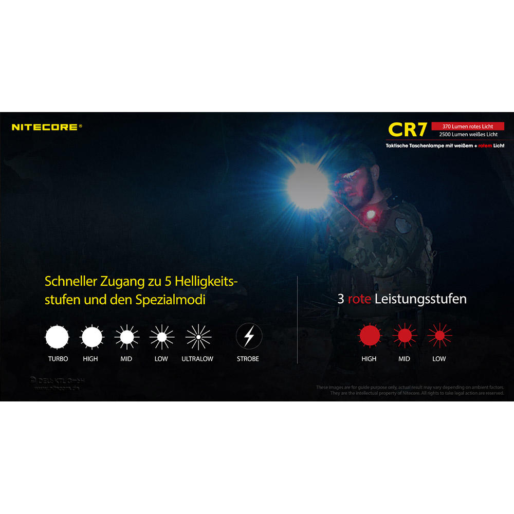 Nitecore® CR7, 2500 lm White Light and 370 lm Red Light