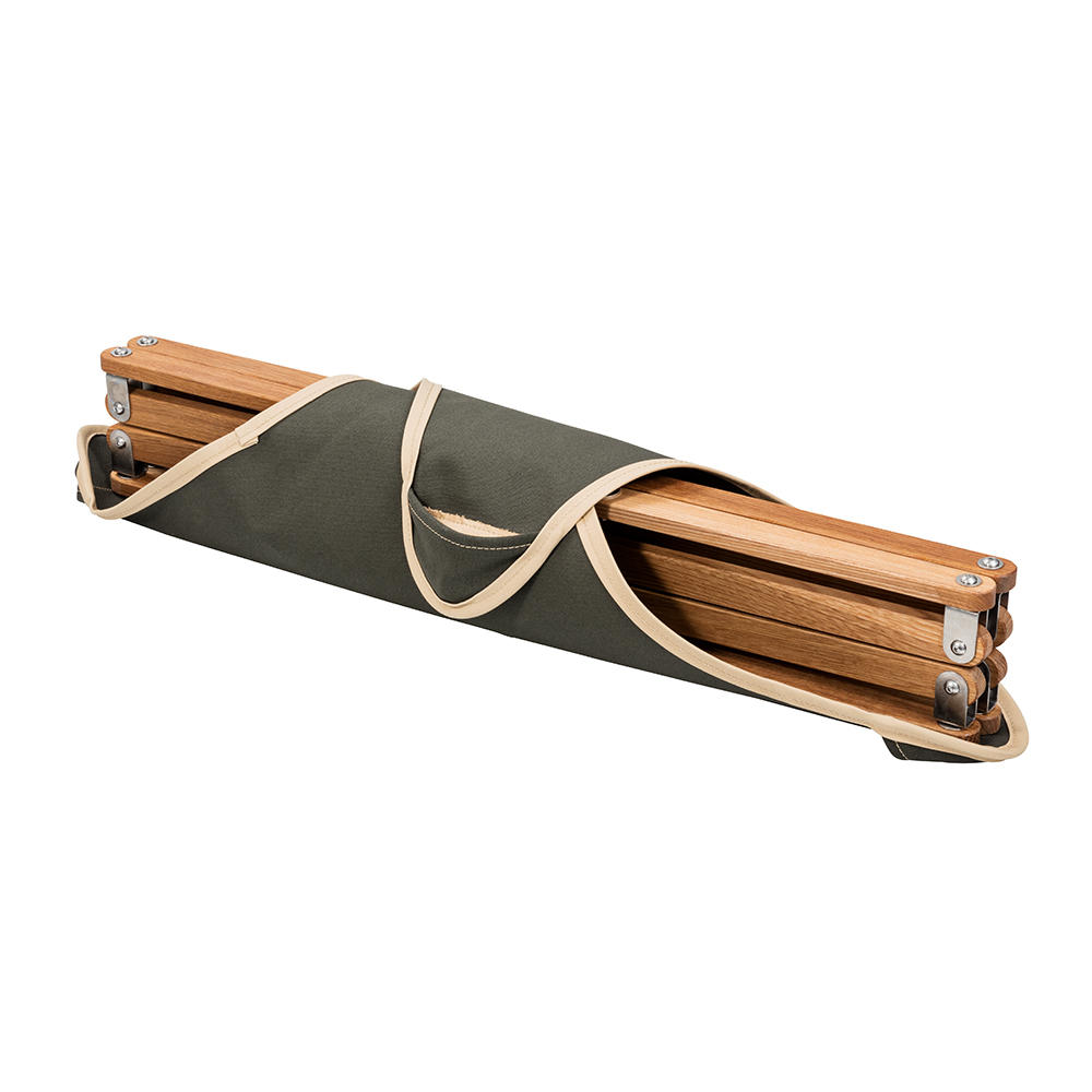 Tabouret de camping Kampier, chêne, toile de voile, vert olive