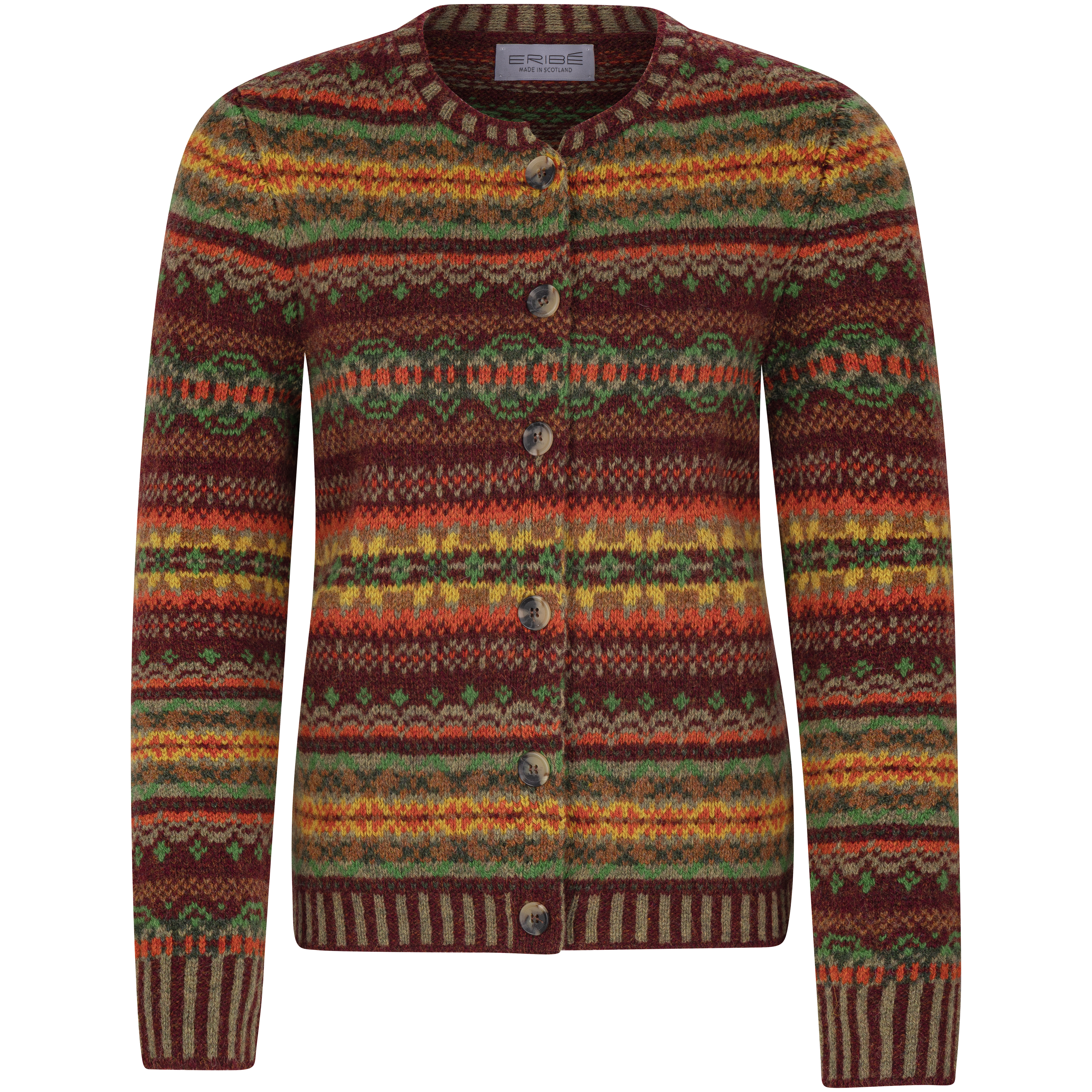 Portee: Kaminrot mit Orange, Hellgrün, Braun und Bordeaux