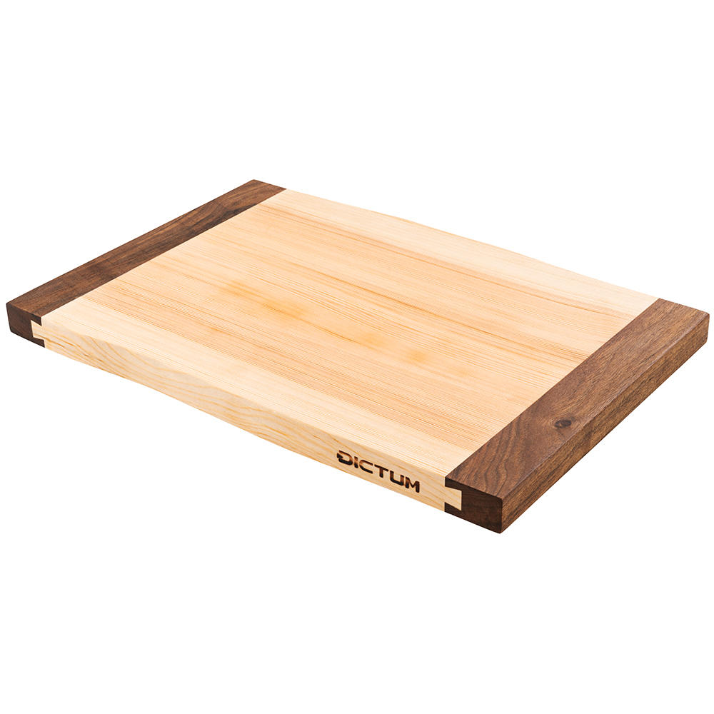 Planche à découper DICTUM® Wavy Edge, pin / bois de noyer