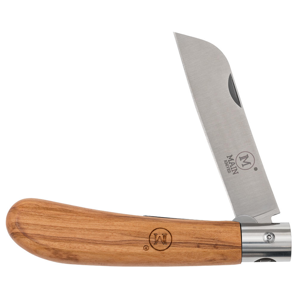 Couteau pliant MAIN » German Line «, lame Sheep Foot, bois d'olivier