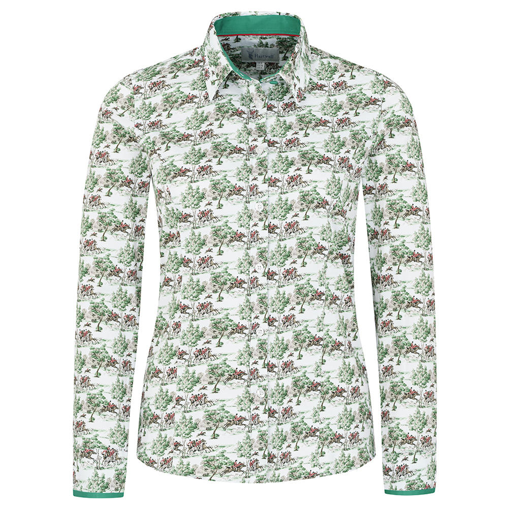 Hartwell Damen Bluse Layla, grün/weiß, Jagd
