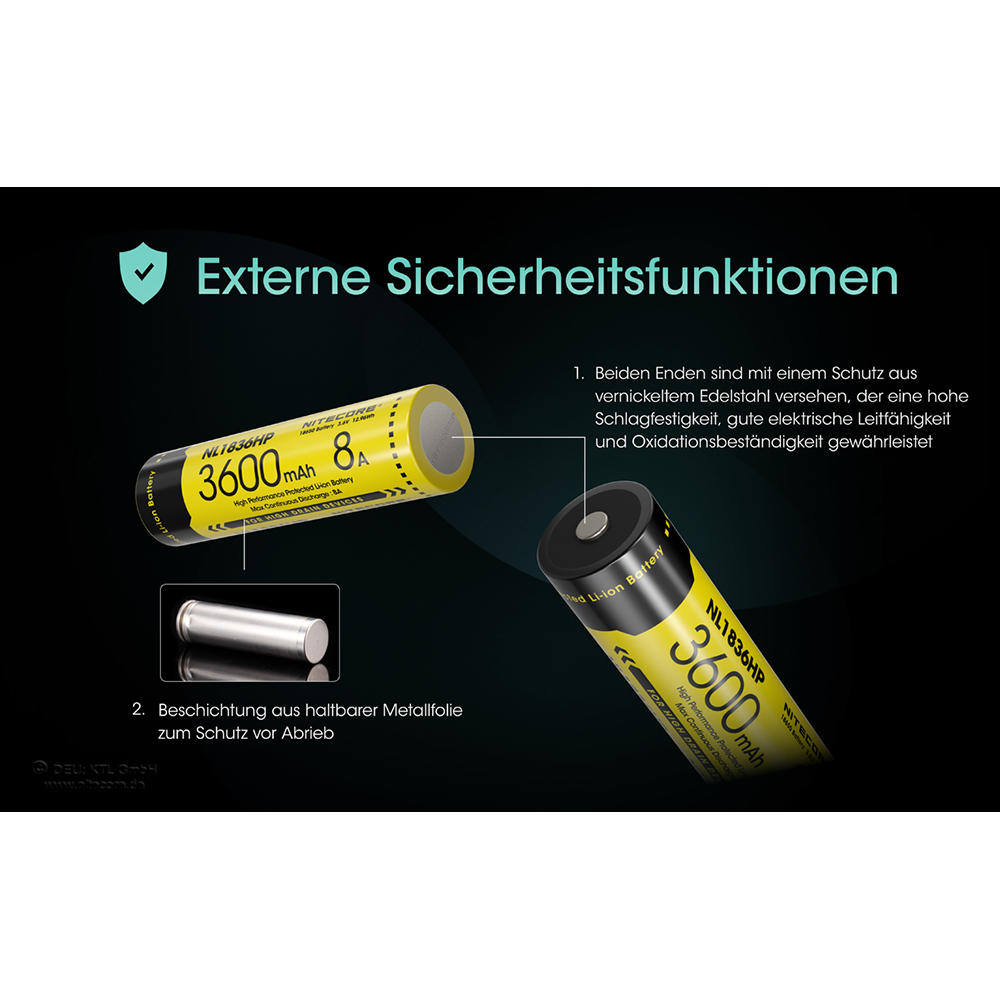 Nitecore® Li-Ion Battery 18650, 3600 mAh, NL1836HP