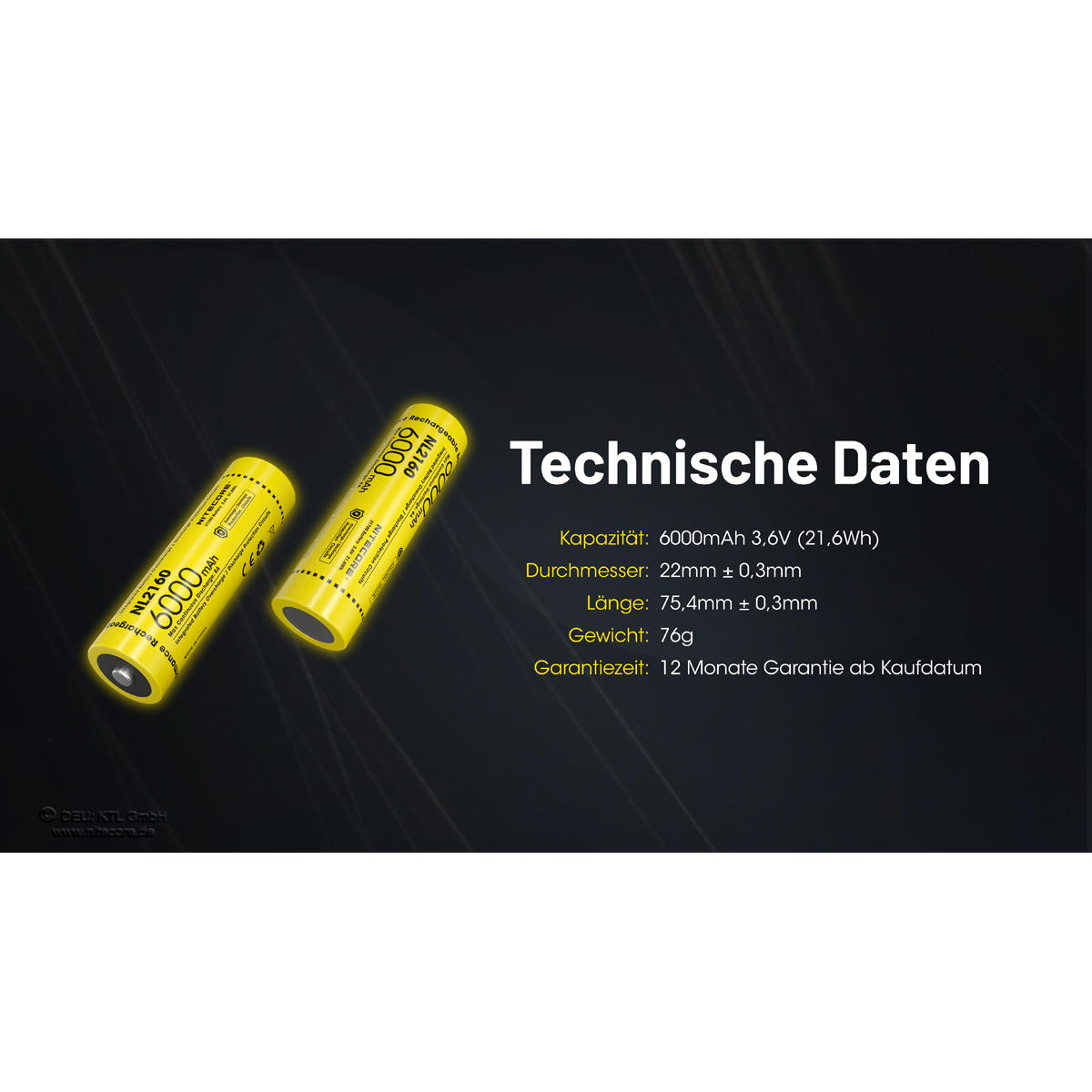 Nitecore® Li-Ion Battery 21700, 6000 mAh, NL2160