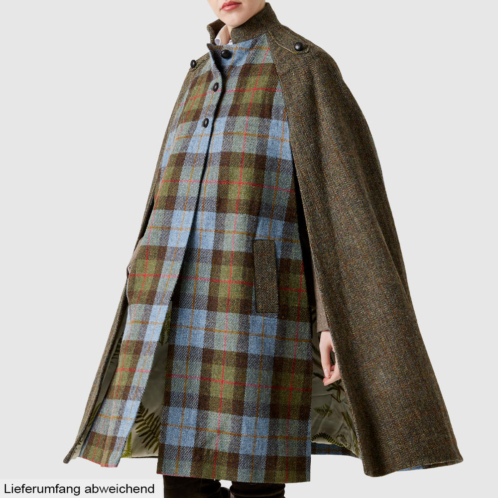 Sara Tiara Tweed-Long-Cape, braun/blau/grün/rot, Onesize