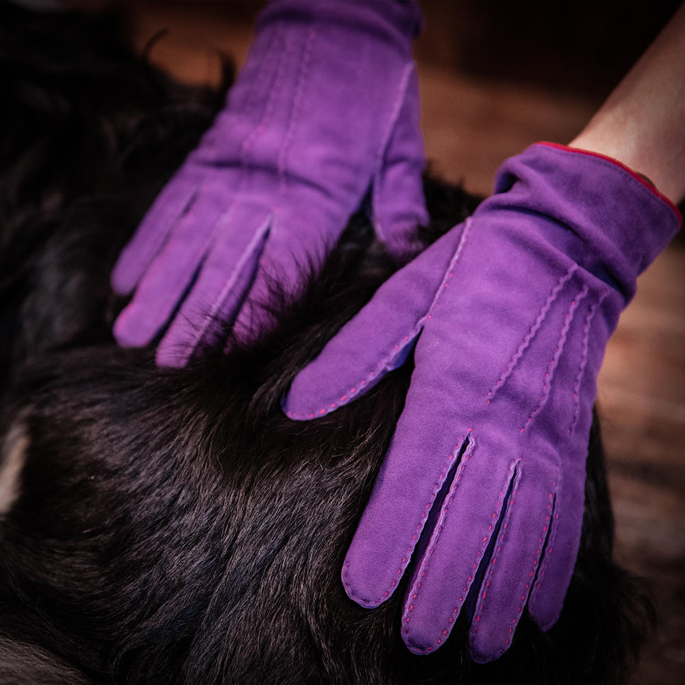 Damen Handschuhe KEMI, Rentiervelours, Kaschmirfutter