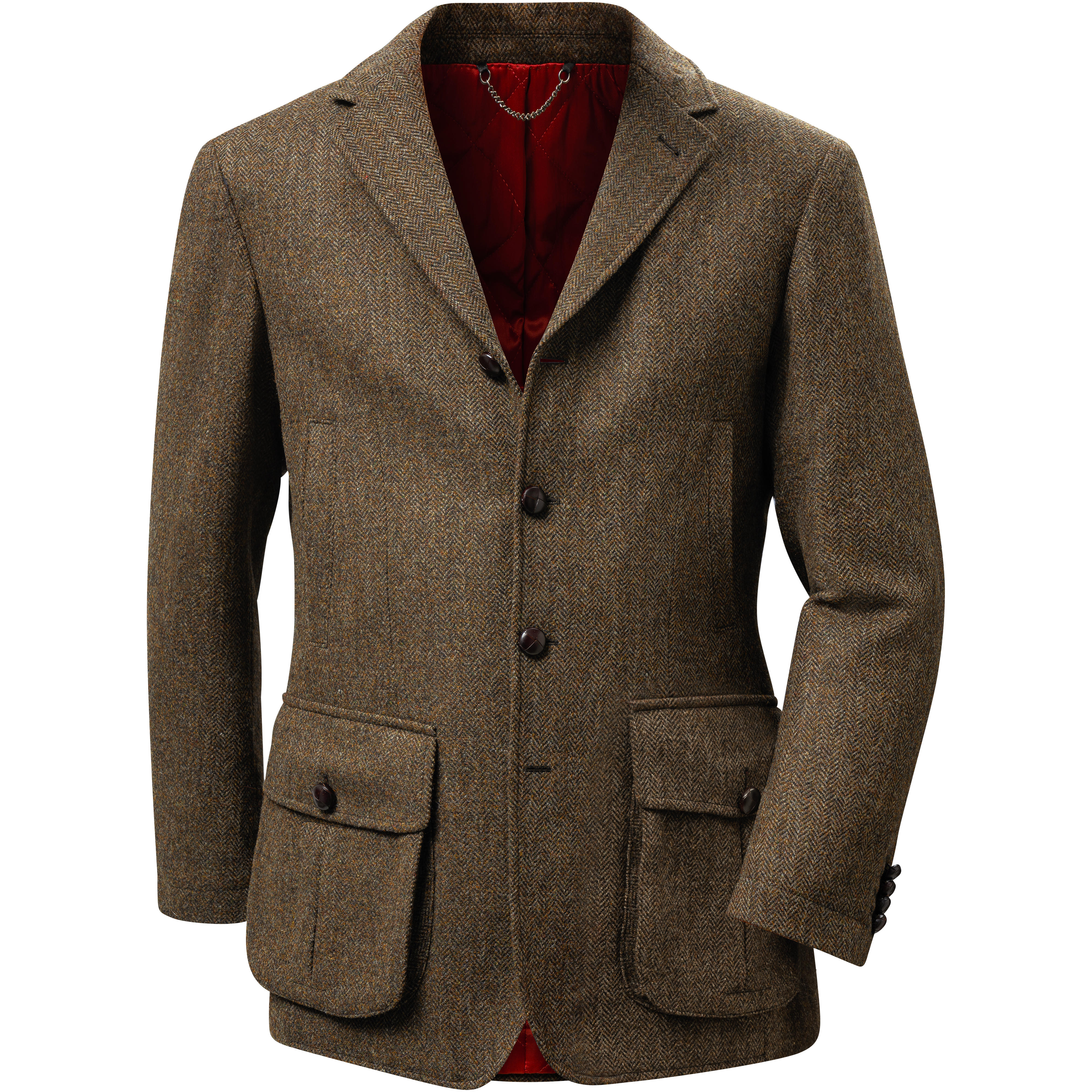 Herren Tweed-Jagdjacke, Fischgrat, braun