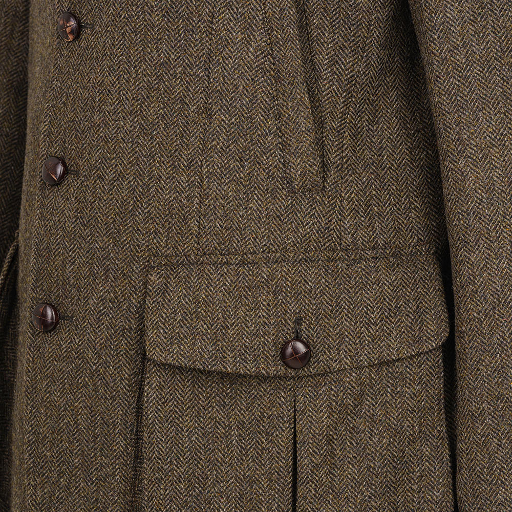 Herren Tweed-Jagdjacke, Fischgrat, braun