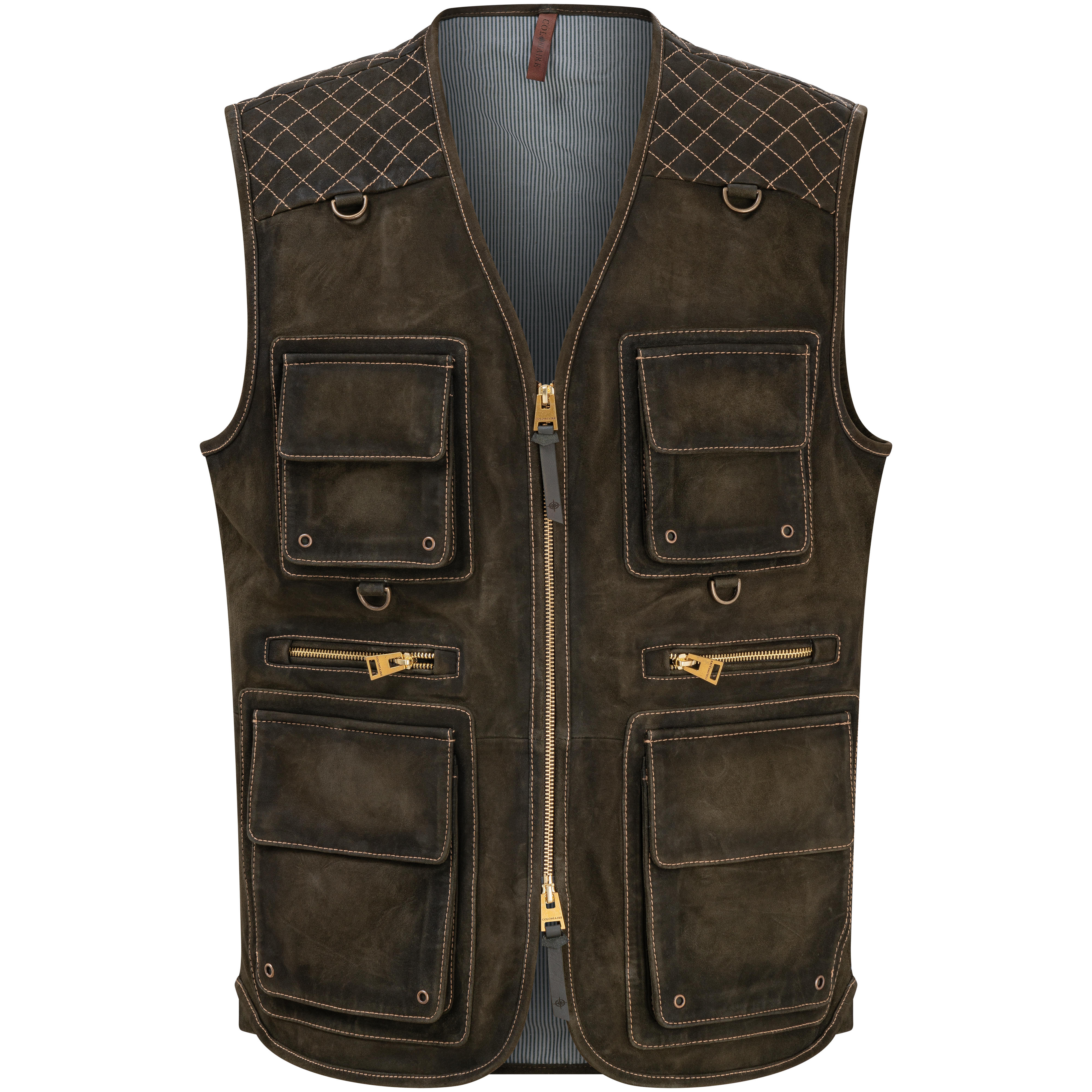 Gilet fonctionnel en cuir pour homme » Pecheur «