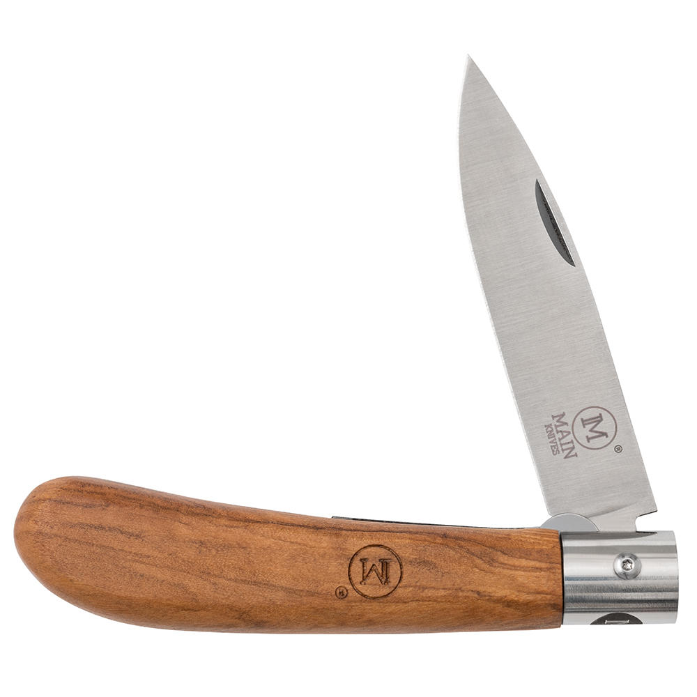 Couteau pliant MAIN » German Line «, lame Drop Point, bois d'olivier