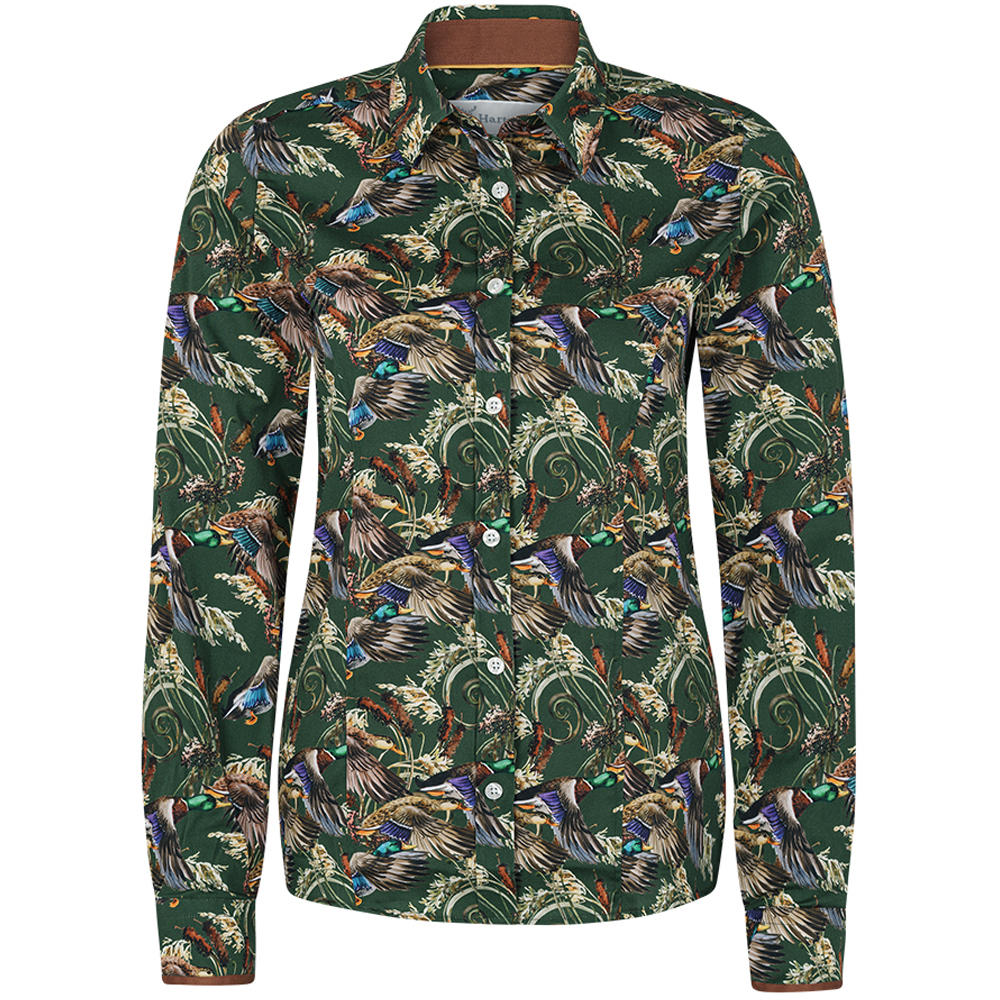 Hartwell Damen Bluse Layla, grün, Enten & Schilf