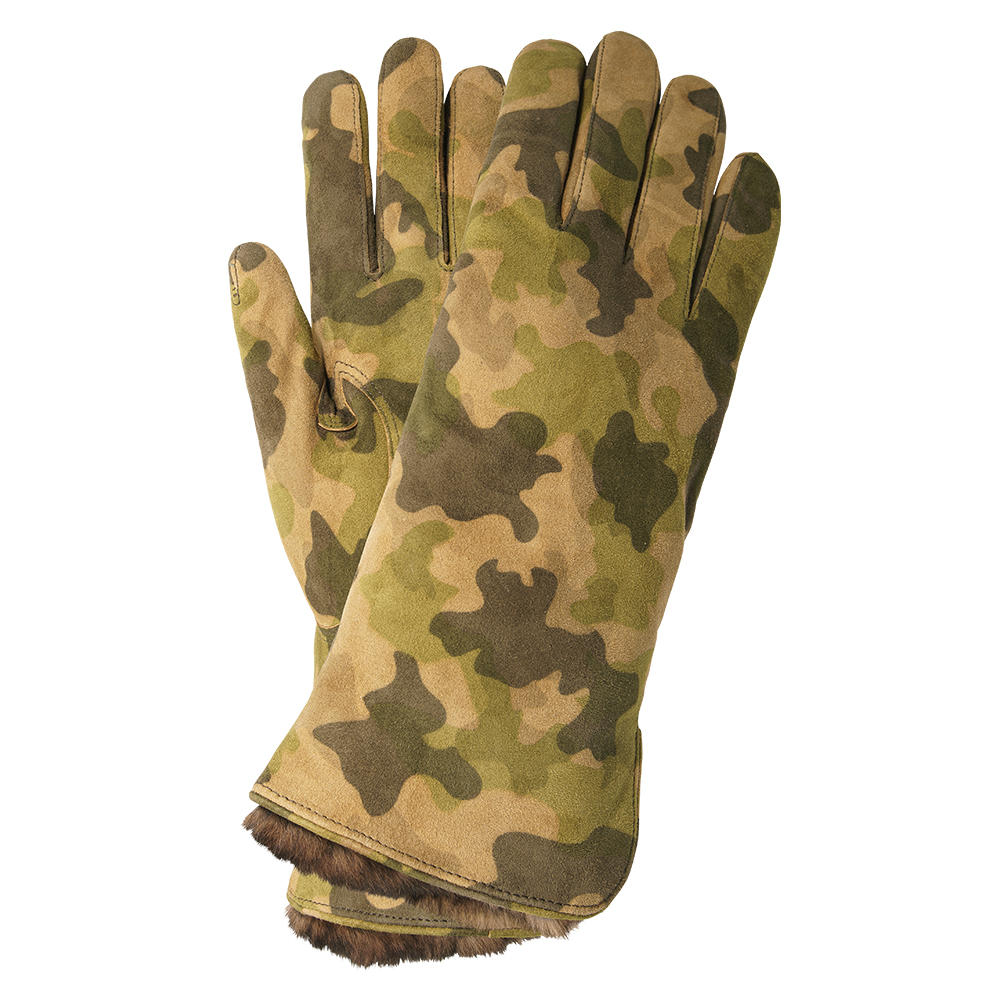 Damen Handschuhe MESSINA, Ziegenvelours, Kaschmir & Samtkanin