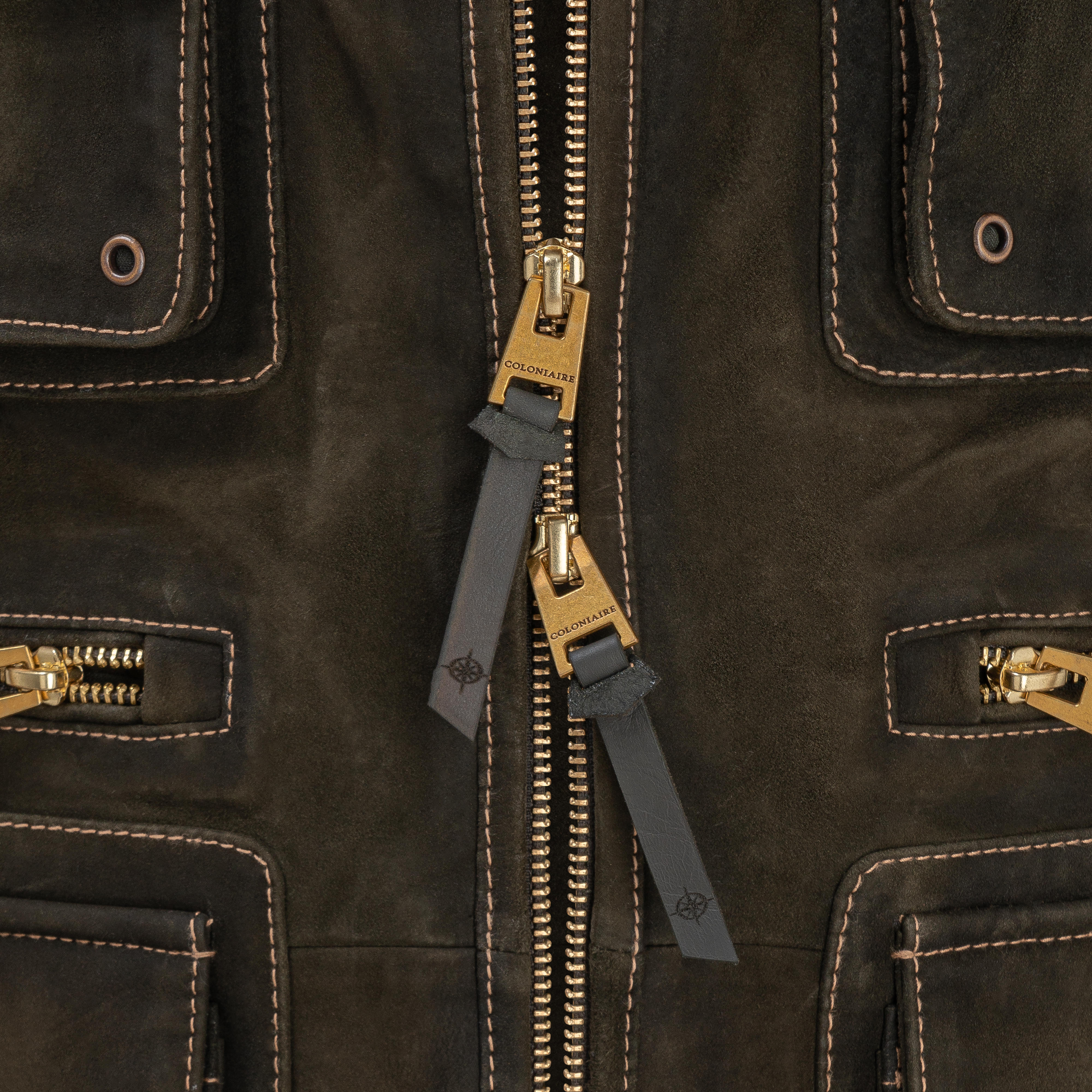 Gilet fonctionnel en cuir pour homme » Pecheur «