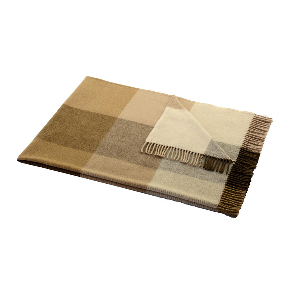 Schurwolldecke, beige/braun, 130 x 180 cm