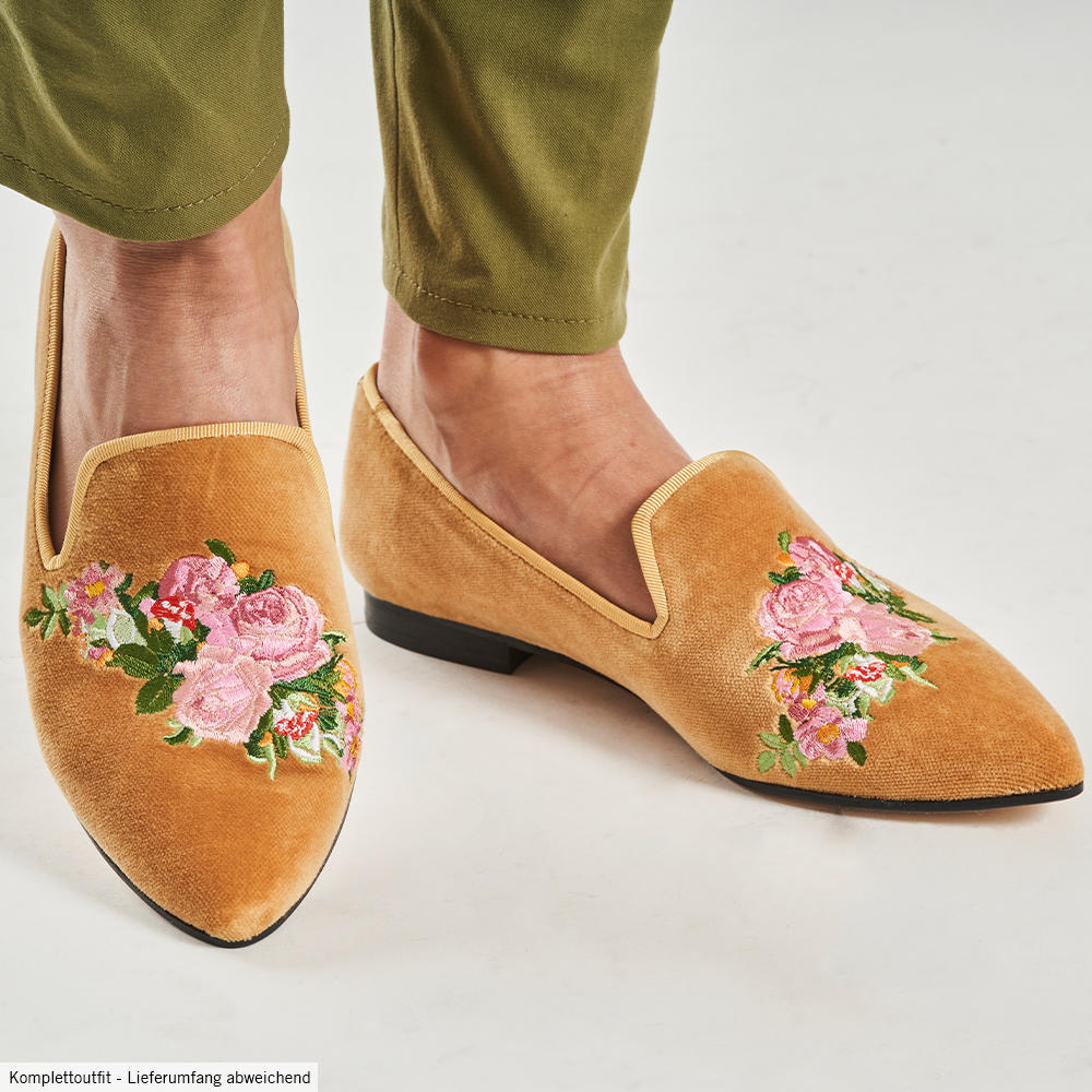 Damen Samt Loafer »Flowers«