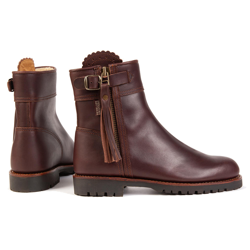 Penelope Chilvers Damen Cropped Wool Lined Tassel Boots, conker