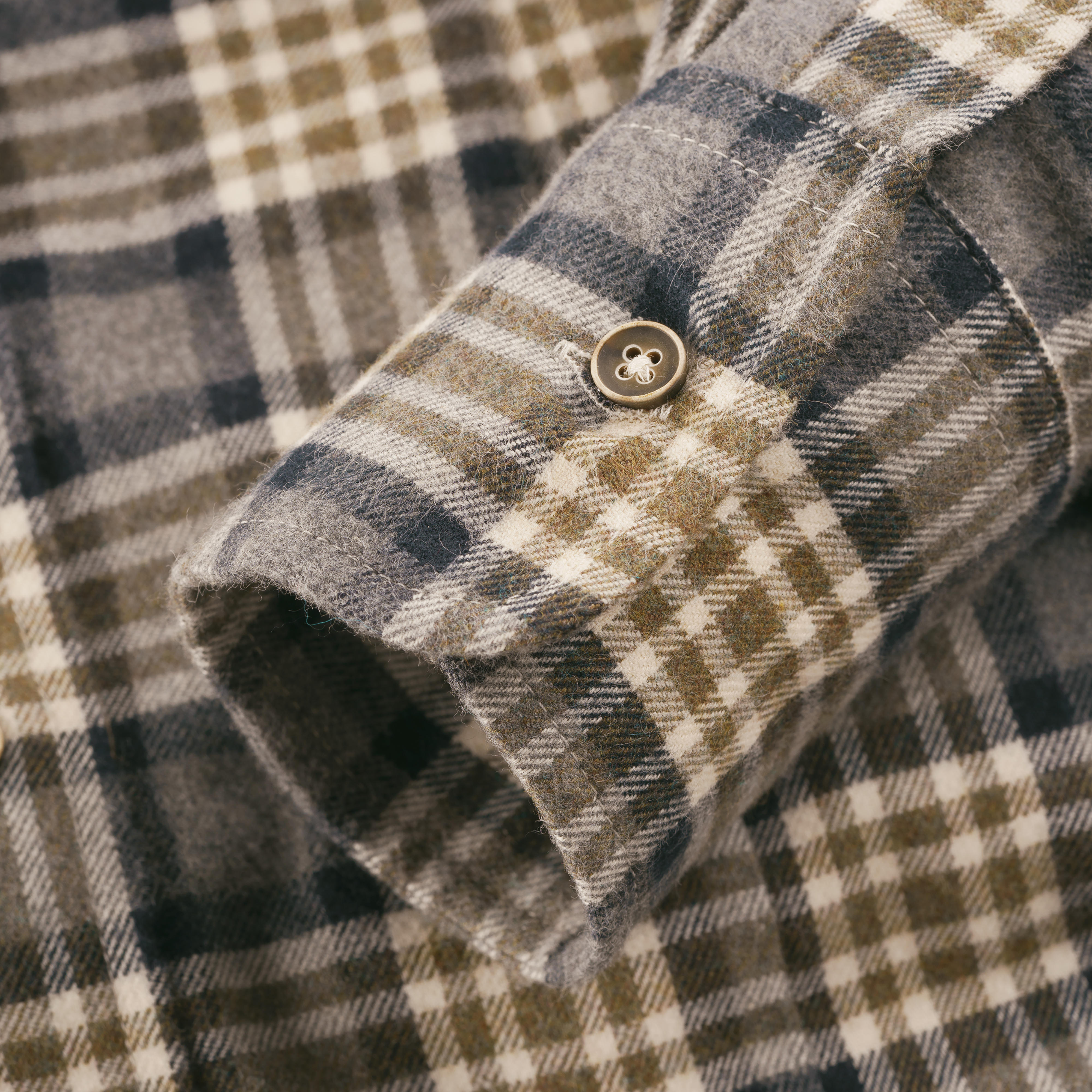 Button-Down-Bluse, Karo, grün/beige/grau
