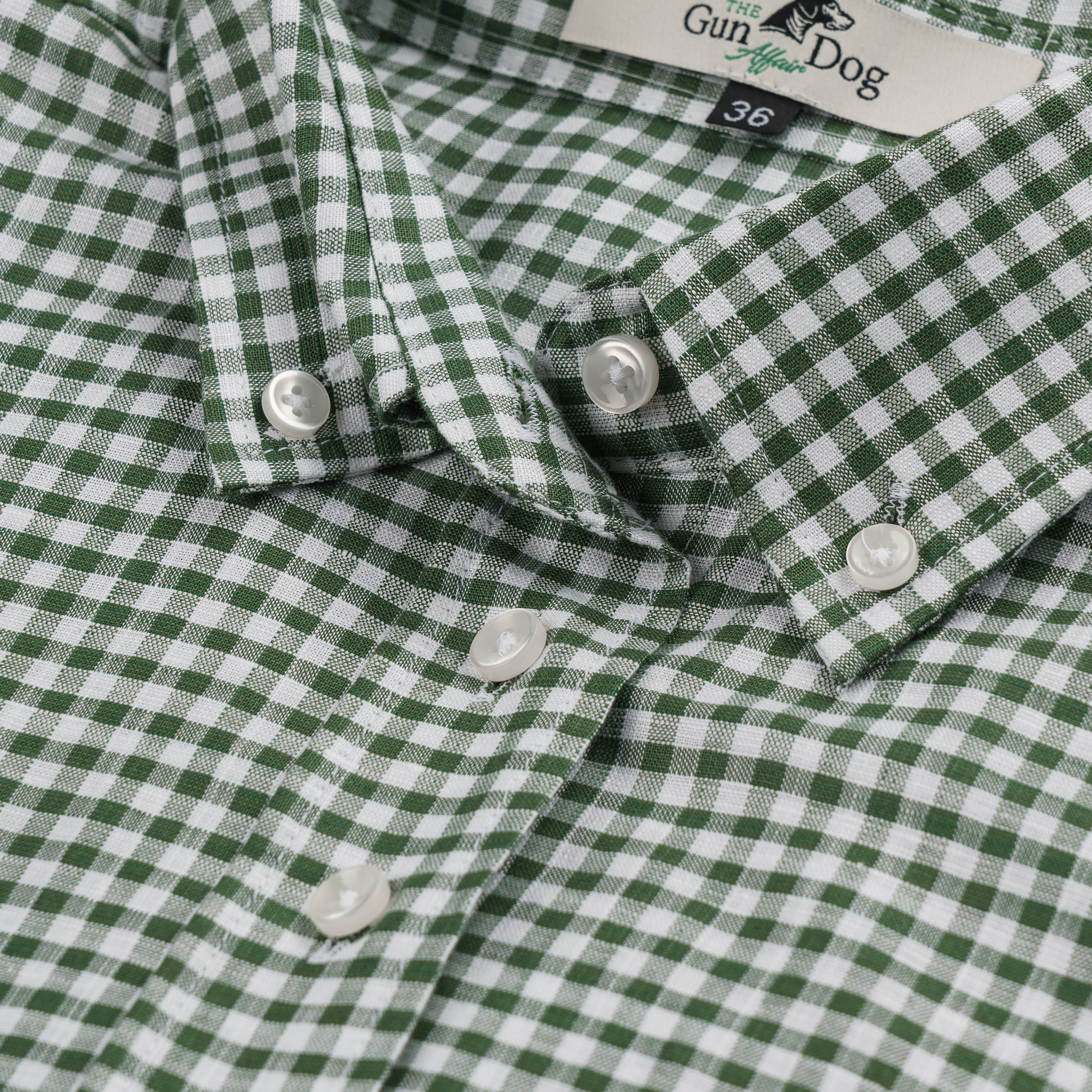 Blouse pour femme, coton/lin, à carreaux, vert/blanc