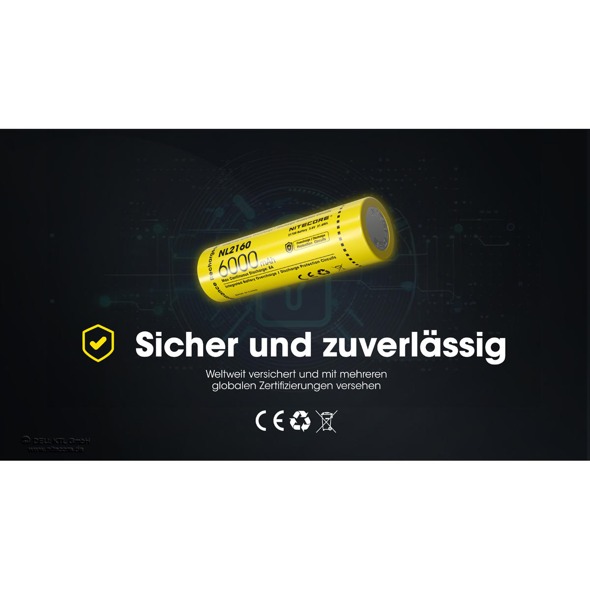 Nitecore® Li-Ion Battery 21700, 6000 mAh, NL2160