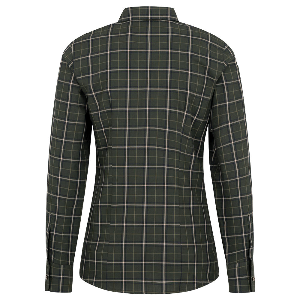 Chemisier à col boutonné, carreaux, vert/beige