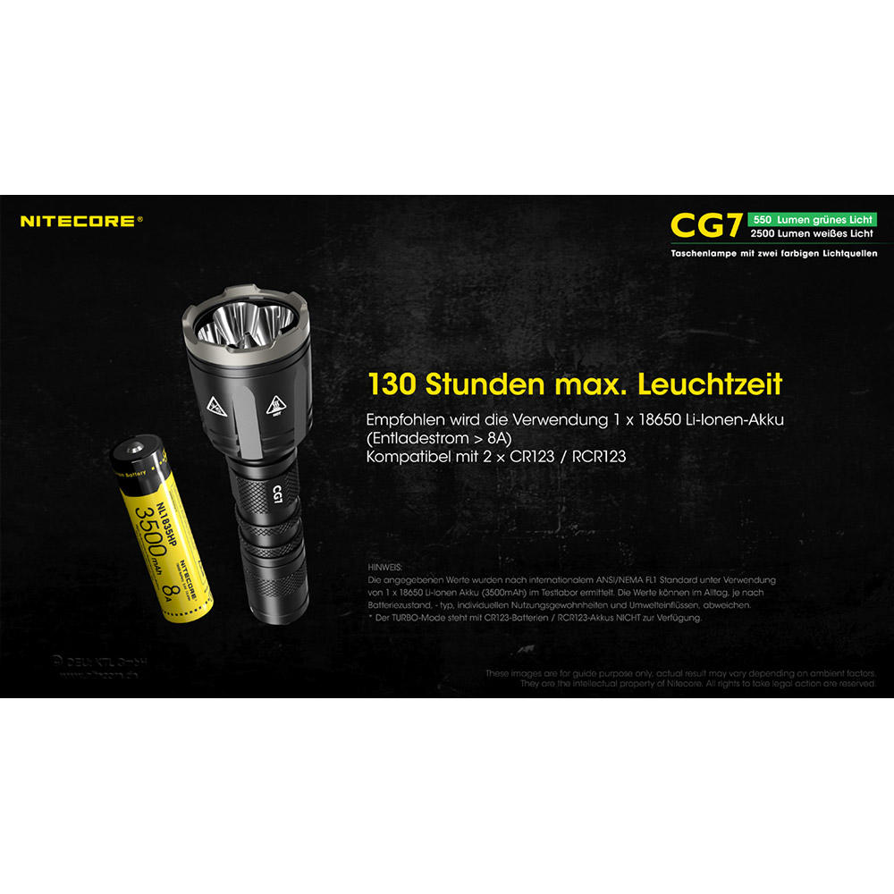 Nitecore® CG7, 2500 lm White Light and 540 lm Green Light