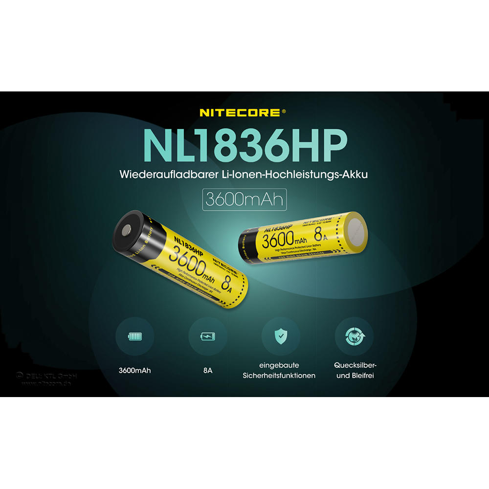 Nitecore® Li-Ion Battery 18650, 3600 mAh, NL1836HP
