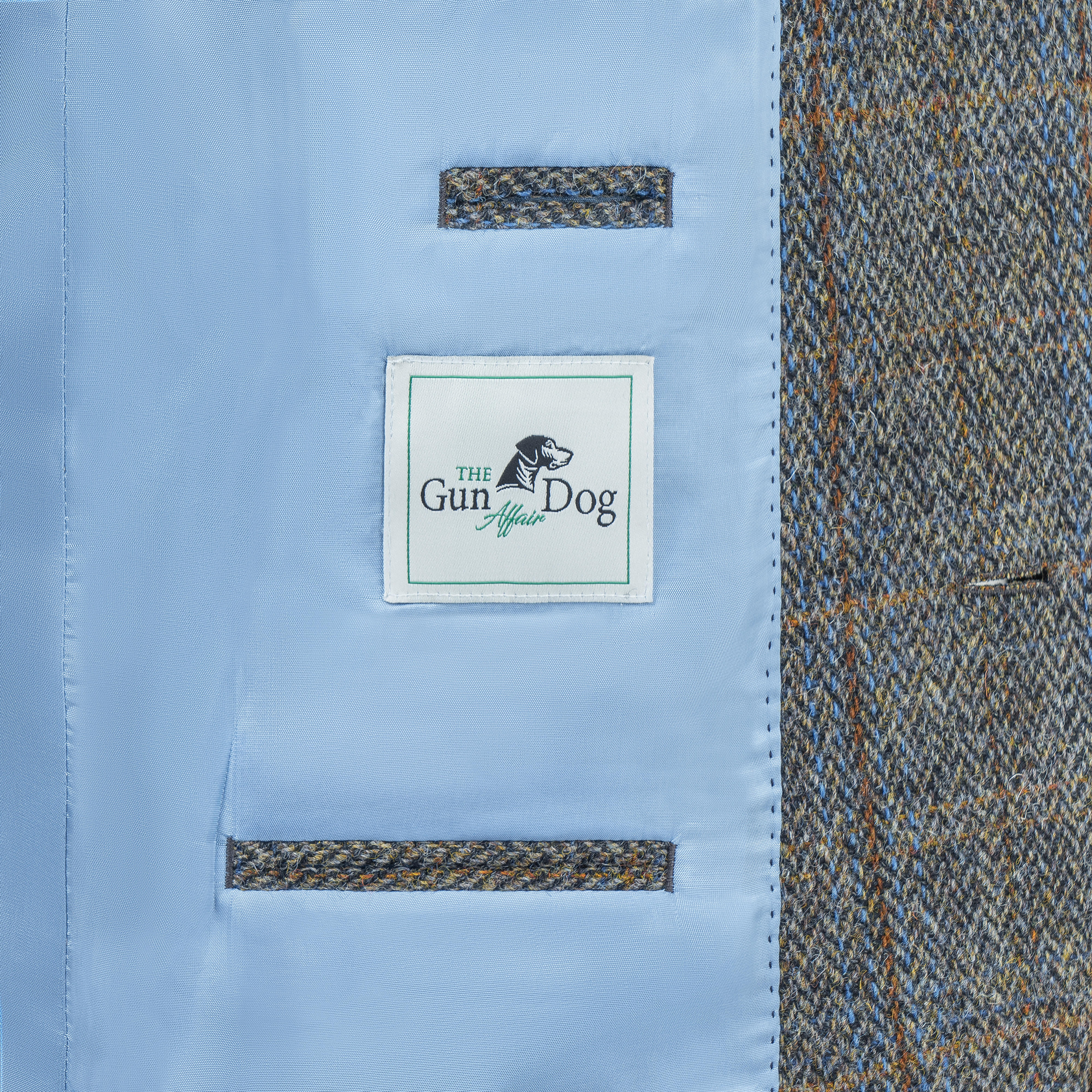 Veste pour homme Harris Tweed, motif à chevrons, vert/bleu/marron