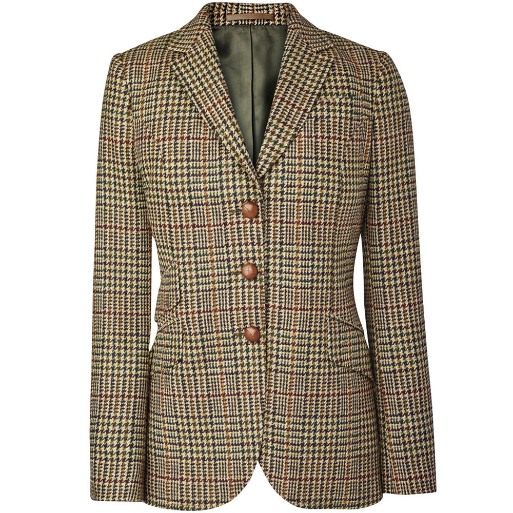 Damenblazer Glencheck, beige/olive