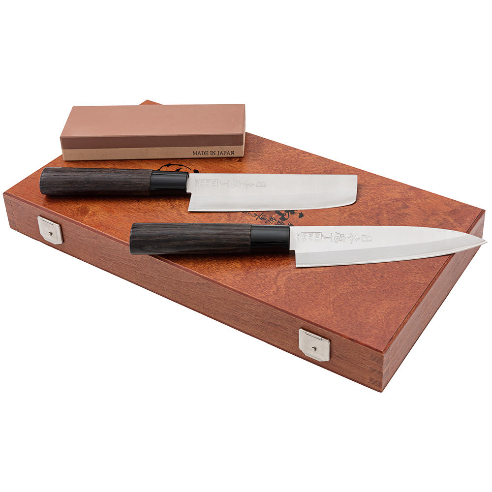 Japanese Knife with Combination Sharpening Stone, Set