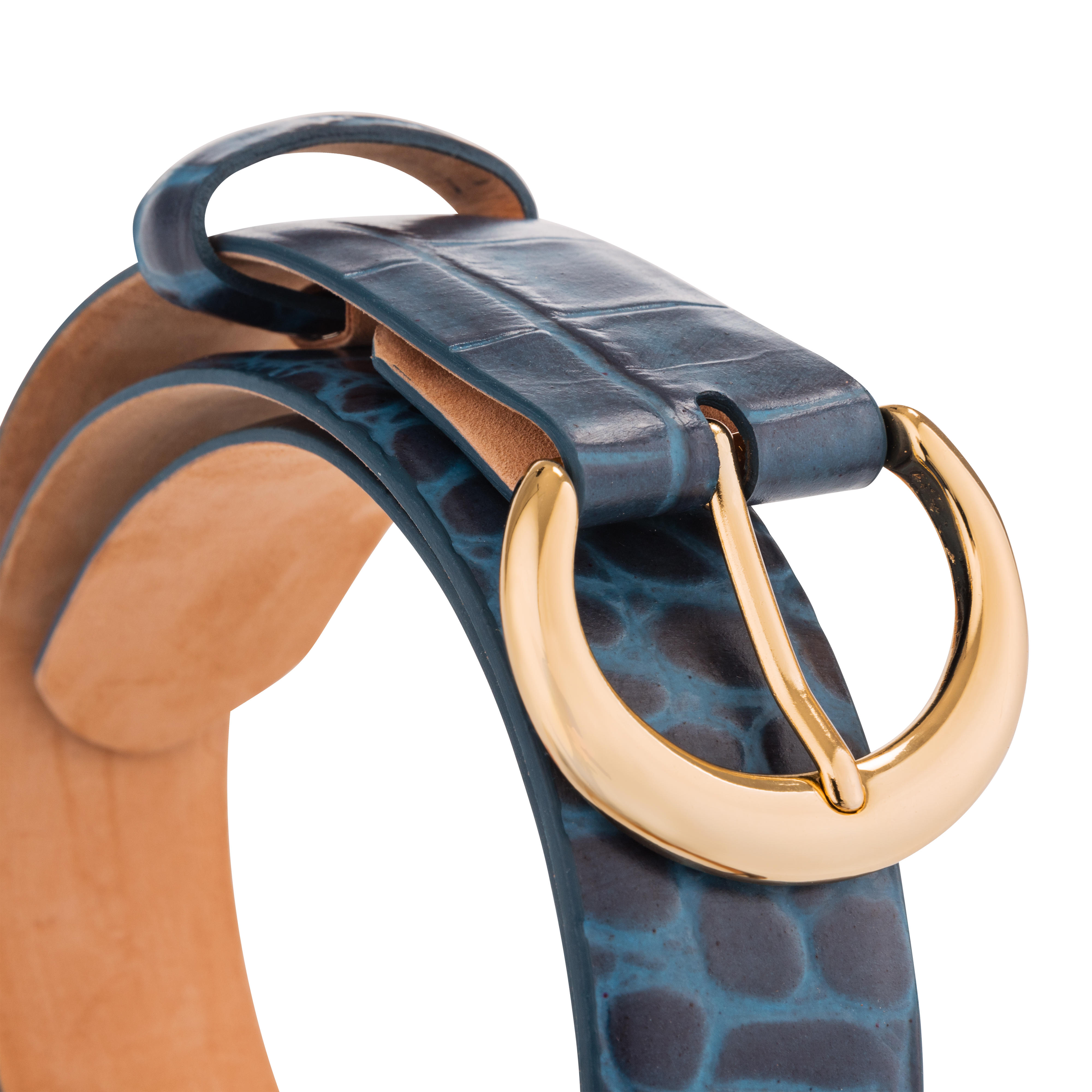 Ceinture sport en cuir pour femme » Marian «, bleu, taille XS (80 cm)