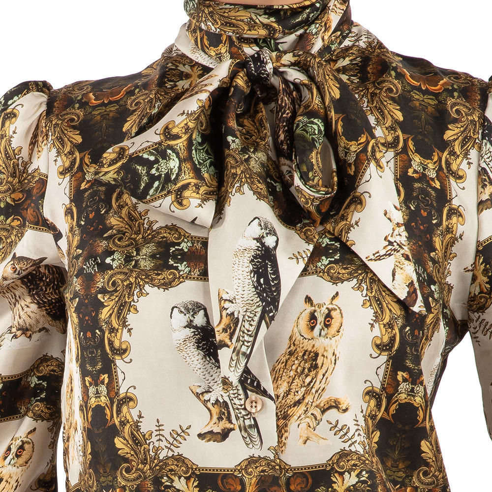 Blouse en soie Sara Tiara, motif chouette