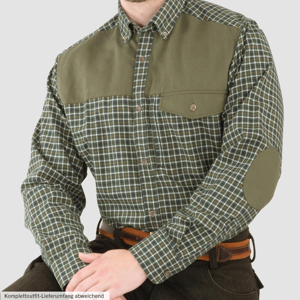 Herren Outdoor-Hemd, Karo, grün/beige
