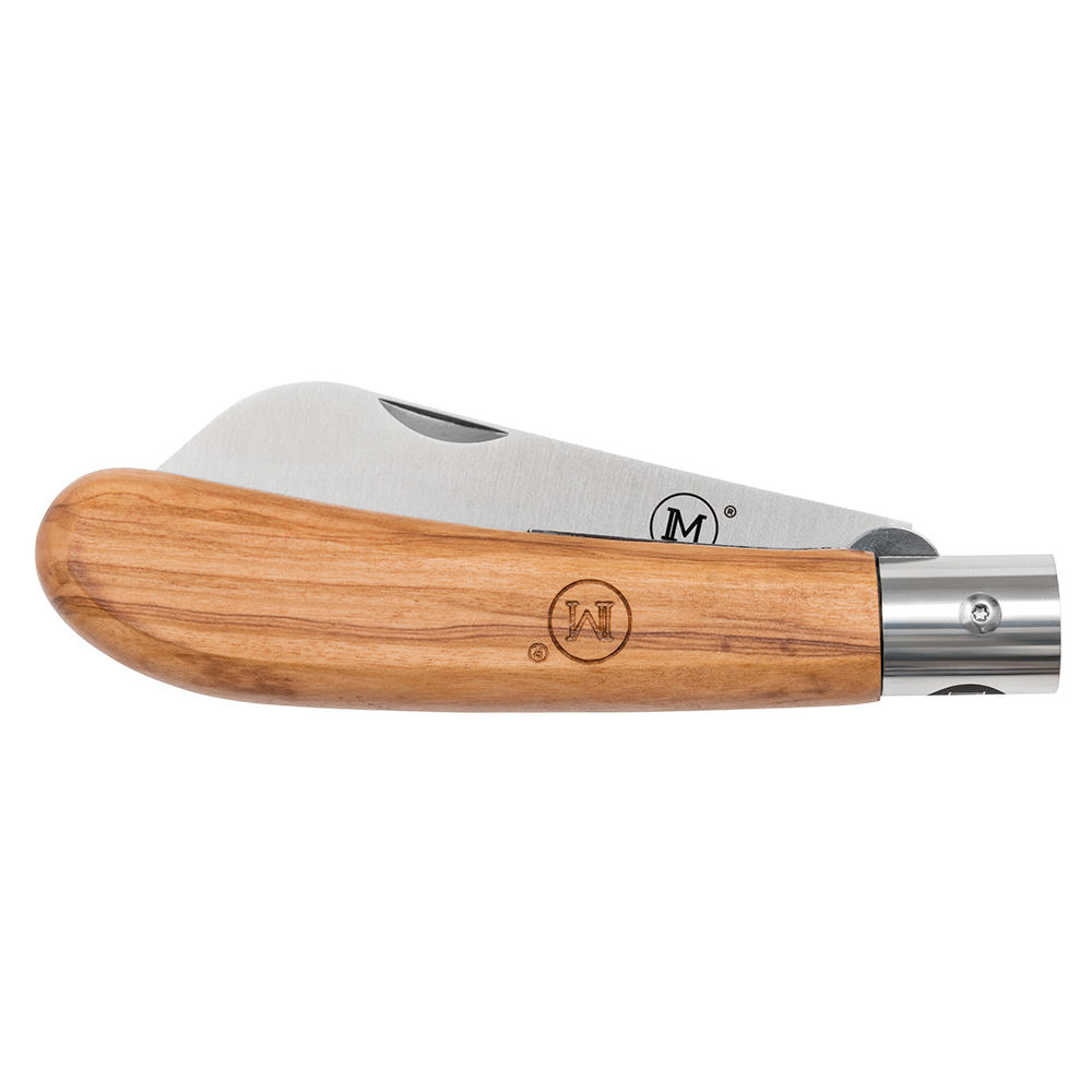 Couteau pliant MAIN » German Line «, lame Sheep Foot, bois d'olivier