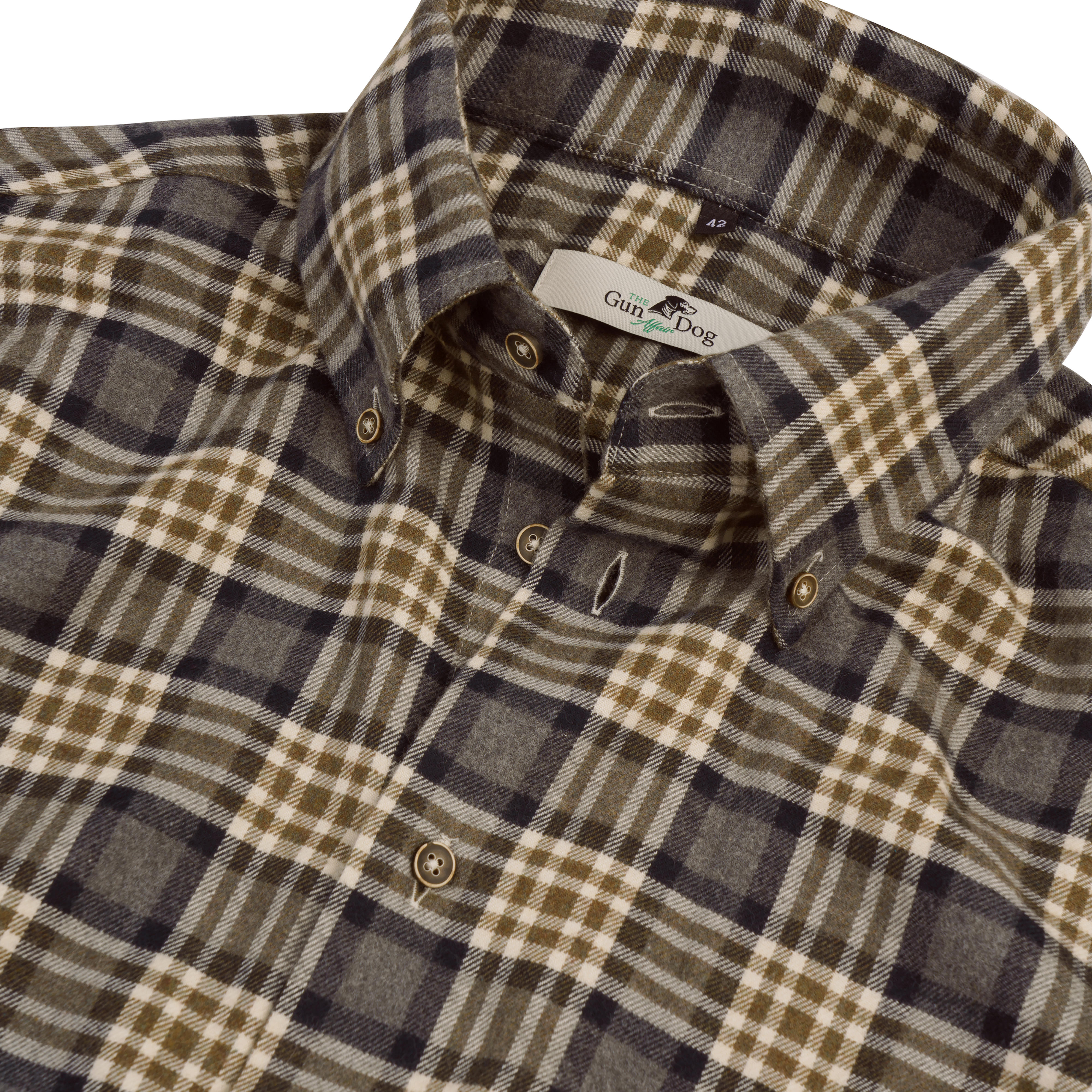 Men’s Shirt, Cotton, Chequered, Green/Beige/Grey