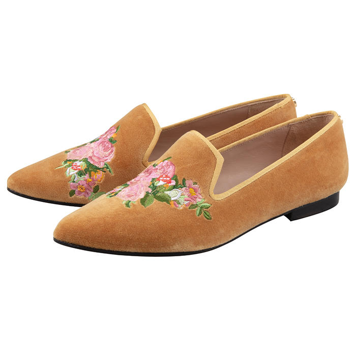 Damen Samt Loafer »Flowers«