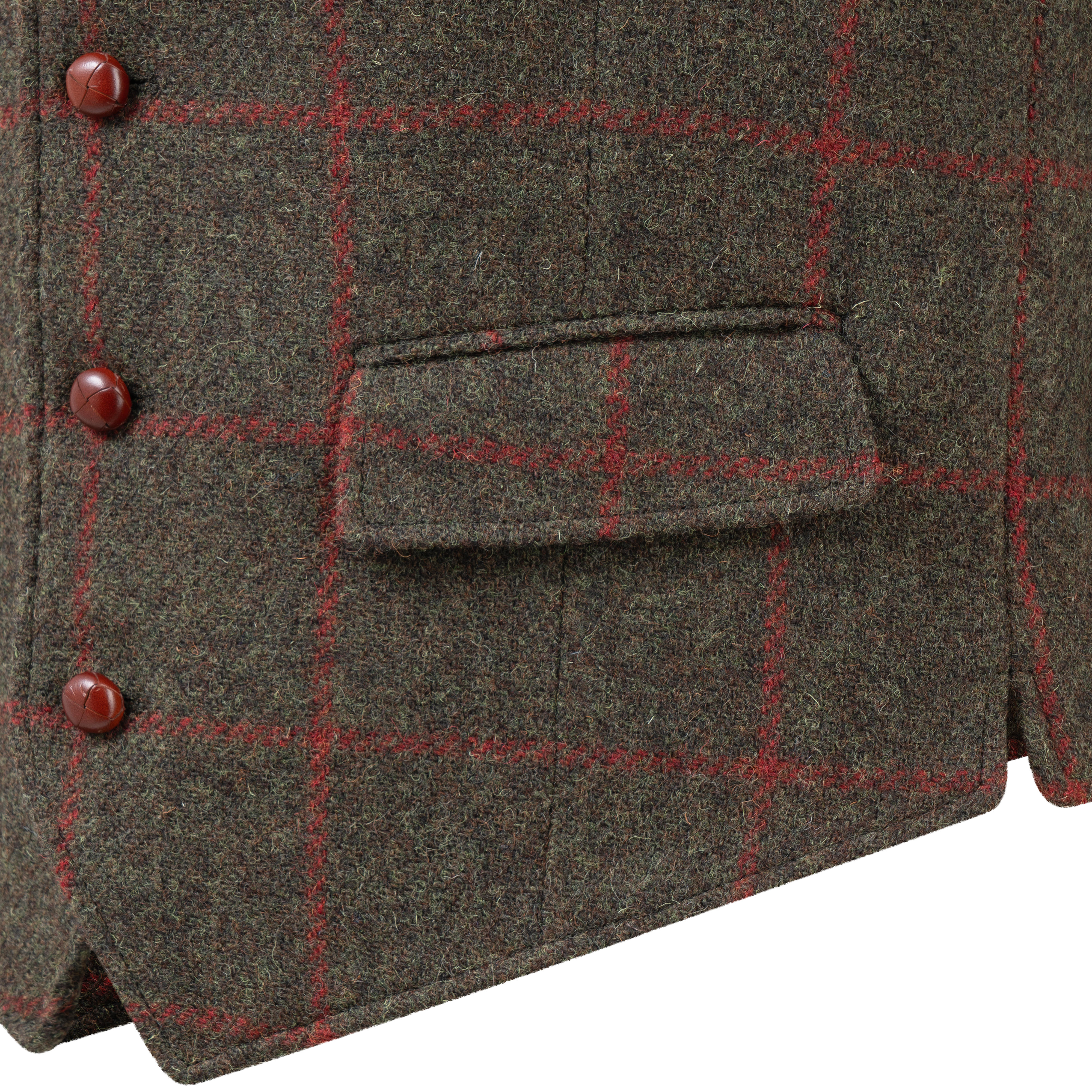 »Marvin« Men’s Tweed Vest, Green/Red