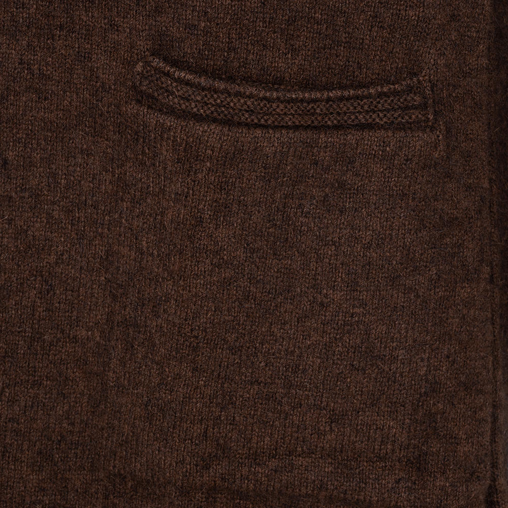 Cardigan long pour femme, laine Mérinos/fourrure d’opossum,