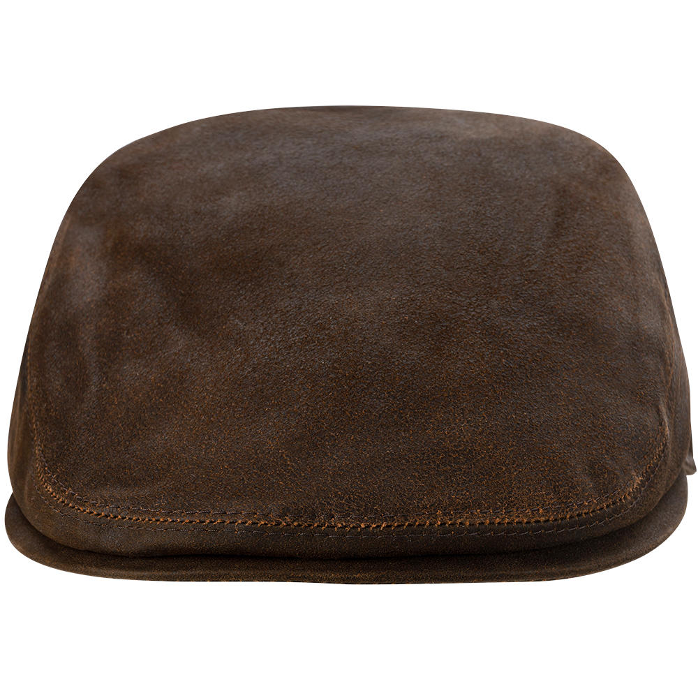 Bonnet en cuir nappa de chèvre, marron/antique